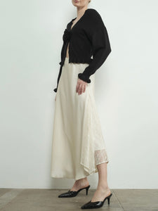 Ruffle Flower Cardigan - Black