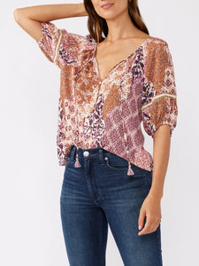 Floral Puff Sleeve Top - Clay