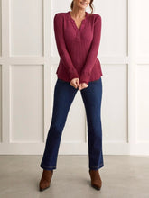 Load image into Gallery viewer, Henley Top - Red Plum FINAL SALE
