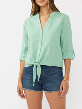 Load image into Gallery viewer, Textured Tie Front Top - Seafoam
