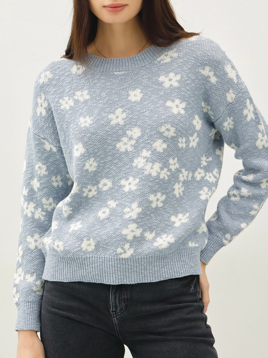 Floral Sweater - Light Blue