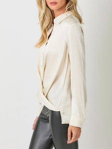 Satin Twist Top - Champagne