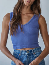 Load image into Gallery viewer, Reversible Crop Tank - Blue Jewel
