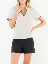 Load image into Gallery viewer, Short Sleeve Tweed Top - Cream
