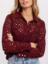 Load image into Gallery viewer, Eyelet Lace Shirt - Plum FINAL SALE
