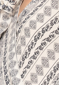 Bandana Print Long Sleeve Top - White/Navy
