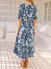 Load image into Gallery viewer, Bordeaux Print Midi Dress - Blue
