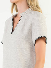 Load image into Gallery viewer, Short Sleeve Tweed Top - Cream
