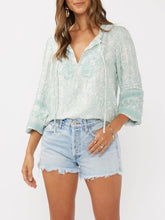 Load image into Gallery viewer, Embroidered Lace Trim Top - Aqua
