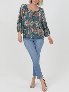 Lace Detail Blouse - Green