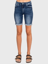 Load image into Gallery viewer, Denim High Rise Bermuda Shorts - Blue

