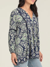 Load image into Gallery viewer, Long Sleeve Lace Trim Top - Blue/Green
