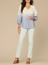 Load image into Gallery viewer, Ombre Peasant Top - White/Blue
