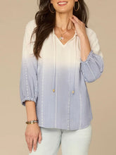 Load image into Gallery viewer, Ombre Peasant Top - White/Blue
