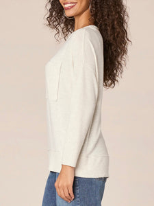 Mixed Knit Top - Heather Cream