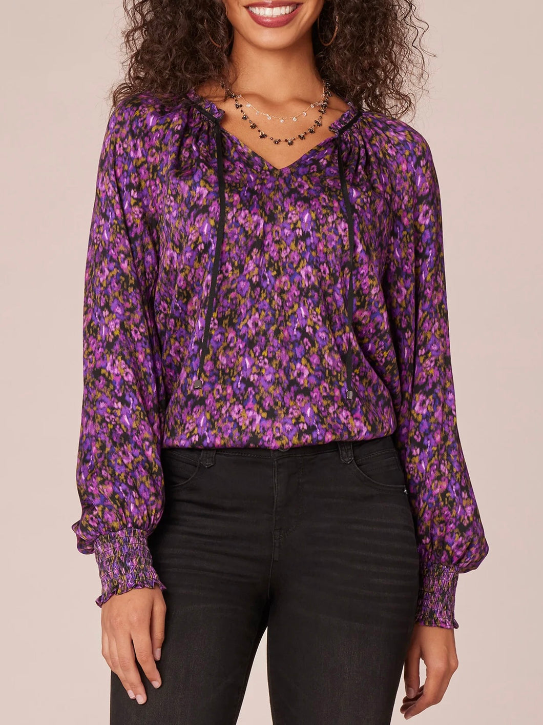 Ruffle Edge Print Blouse - PSFM