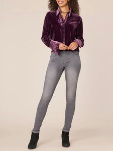 Velvet Button-down - Aubergine