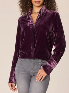 Velvet Button-down - Aubergine