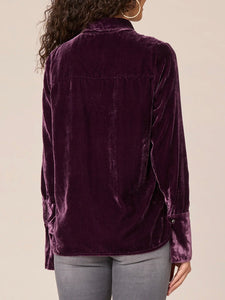 Velvet Button-down - Aubergine