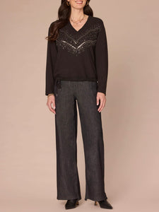 Brushed Top with Sequins - Black