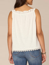 Load image into Gallery viewer, Square Neck Eyelet Embroidered Tank - White
