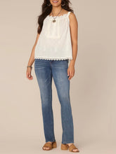 Load image into Gallery viewer, Square Neck Eyelet Embroidered Tank - White
