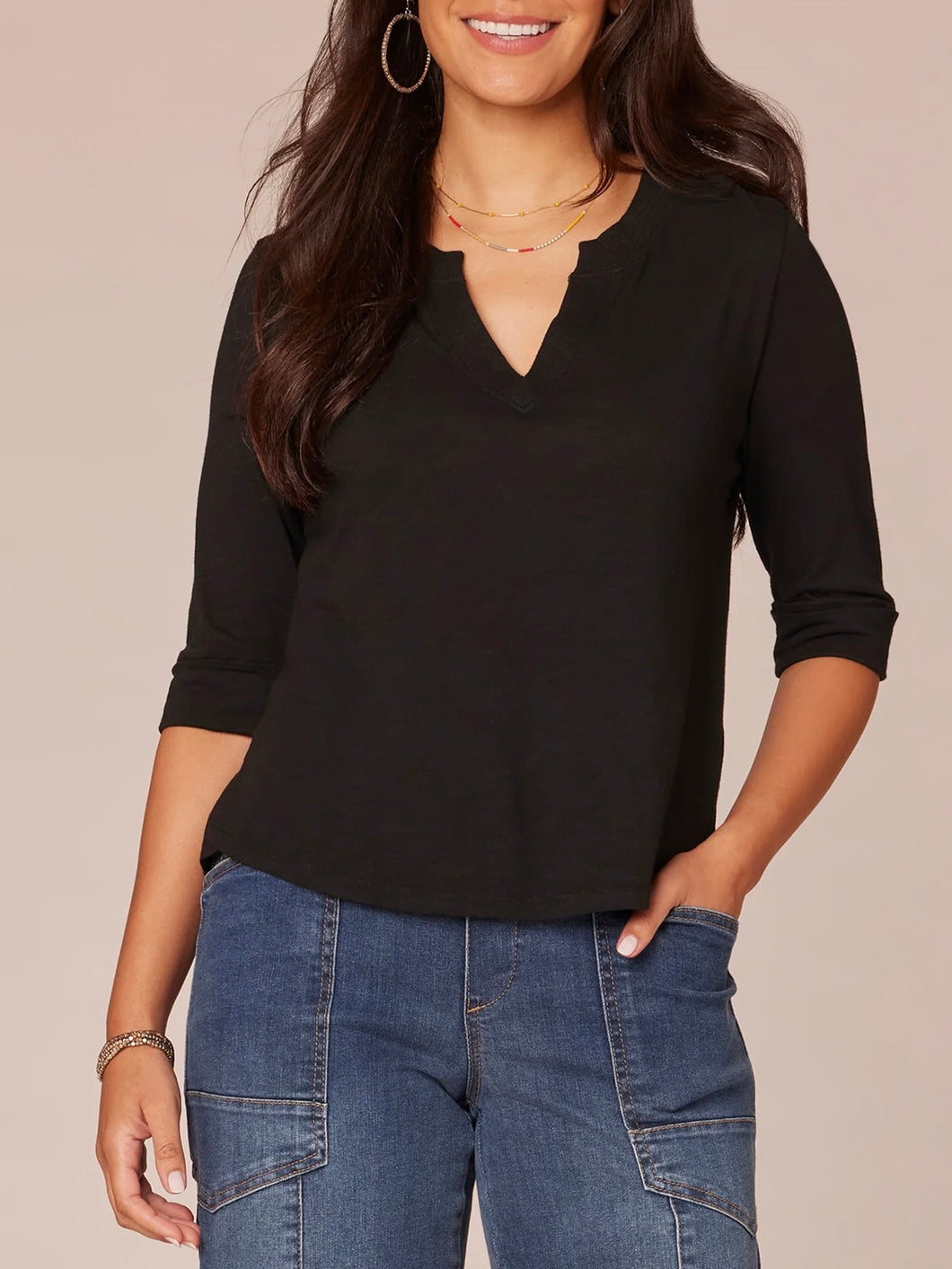 Notch Neck Tee - Black