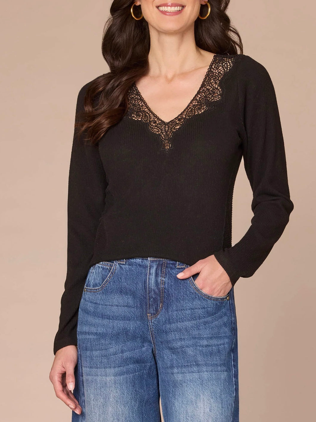 Crochet Knit Top - Black