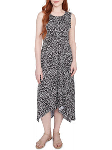 Twist Front Hi Lo Dress - Black/White