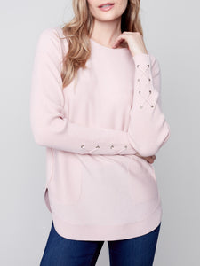 Laced Sleeve Sweater - Powder