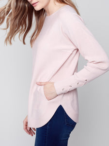 Laced Sleeve Sweater - Powder
