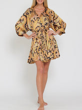 Load image into Gallery viewer, Dolman Belted Mini Dress - Black/Gold
