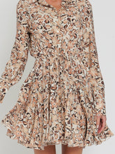 Load image into Gallery viewer, Long Sleeve Buttondown Floral Mini Dress - Browns
