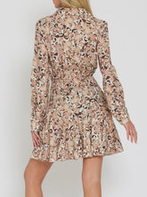 Load image into Gallery viewer, Long Sleeve Buttondown Floral Mini Dress - Browns
