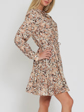 Load image into Gallery viewer, Long Sleeve Buttondown Floral Mini Dress - Browns
