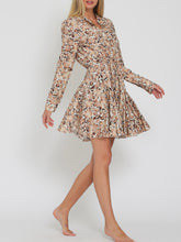 Load image into Gallery viewer, Long Sleeve Buttondown Floral Mini Dress - Browns
