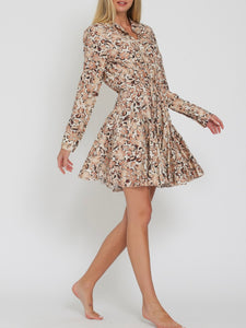 Long Sleeve Buttondown Floral Mini Dress - Browns