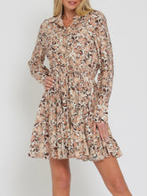 Load image into Gallery viewer, Long Sleeve Buttondown Floral Mini Dress - Browns
