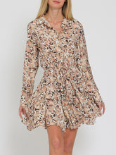 Load image into Gallery viewer, Long Sleeve Buttondown Floral Mini Dress - Browns
