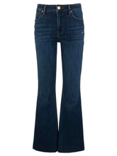 Load image into Gallery viewer, Stella High Rise Flare Jeans in dark indigo wash with gold button and classic 5-pocket style by RYLTD - 1
