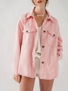 Twill Cotton Shacket - Pink