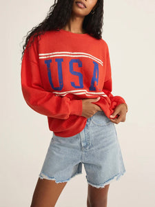 USA Sunday Sweatshirt - Cabana Red