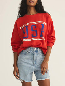 USA Sunday Sweatshirt - Cabana Red