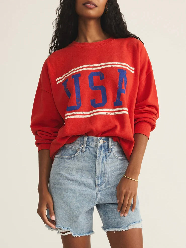 USA Sunday Sweatshirt - Cabana Red