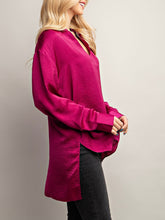 Load image into Gallery viewer, Long Sleeve Pleat Front Top - Magenta
