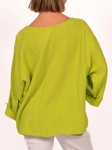 Gauze Top with Necklace - Lime