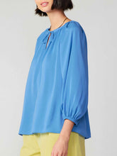 Load image into Gallery viewer, 3/4 Sleeve Tie Neck Top - Azure
