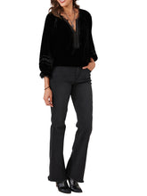 Load image into Gallery viewer, Embroidered Velvet Blouse - Black
