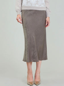 Bias Metallic Midi Skirt - Dark Olive