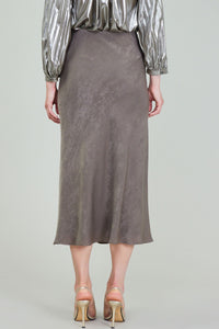 Bias Metallic Midi Skirt - Dark Olive